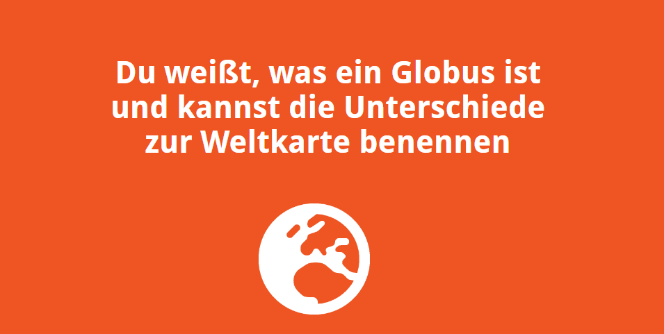 Du weißt, was ein Globus ist und kannst die Unterschiede zur Weltkarte benennen