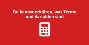 Du kannst erklären, was Terme und Variablen sind