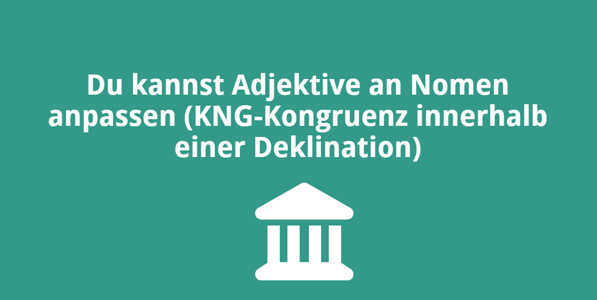 Du kannst Adjektive an Nomen anpassen (KNG-Kongruenz innerhalb einer Deklination)