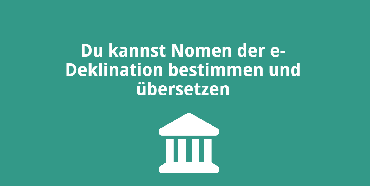 Du kannst Nomen der e-Deklination bestimmen und übersetzen