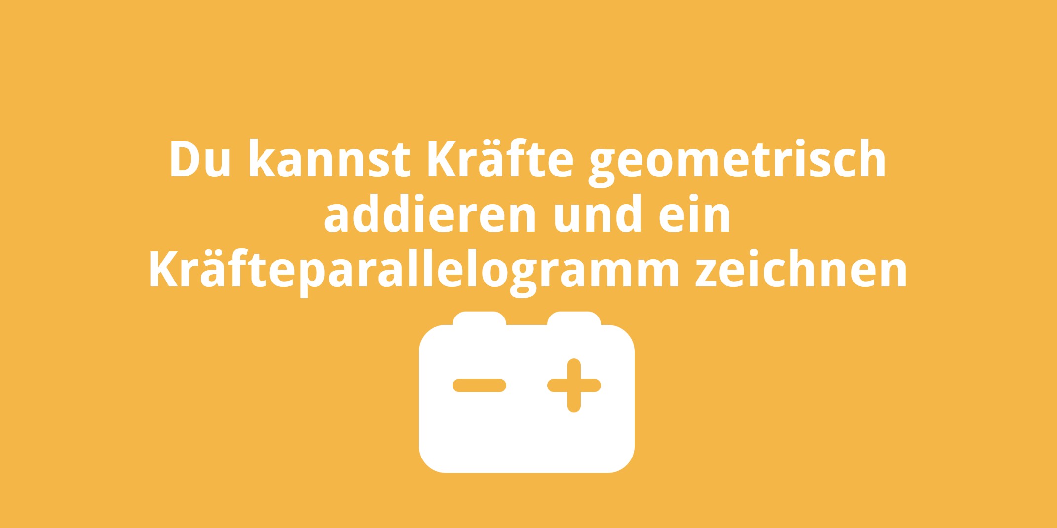 Du kannst Kräfte geometrisch addieren und ein Kräfteparallelogramm zeichnen