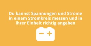 Du kannst Spannungen und Ströme in einem Stromkreis messen und in ihrer Einheit richtig angeben