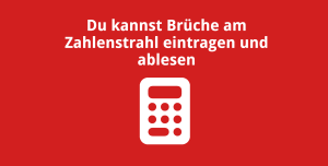 Du kannst Brüche am Zahlenstrahl eintragen und ablesen