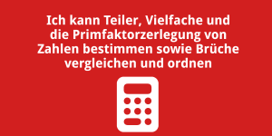 Du kannst Teiler, Vielfache und die Primfaktorzerlegung von Zahlen bestimmen sowie Brüche vergleichen und ordnen