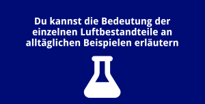 Du kannst die Bedeutung der einzelnen Luftbestandteile an alltäglichen Beispielen erläutern