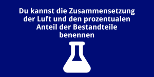 Du kannst die Zusammensetzung der Luft und den prozentualen Anteil der Bestandteile benennen.