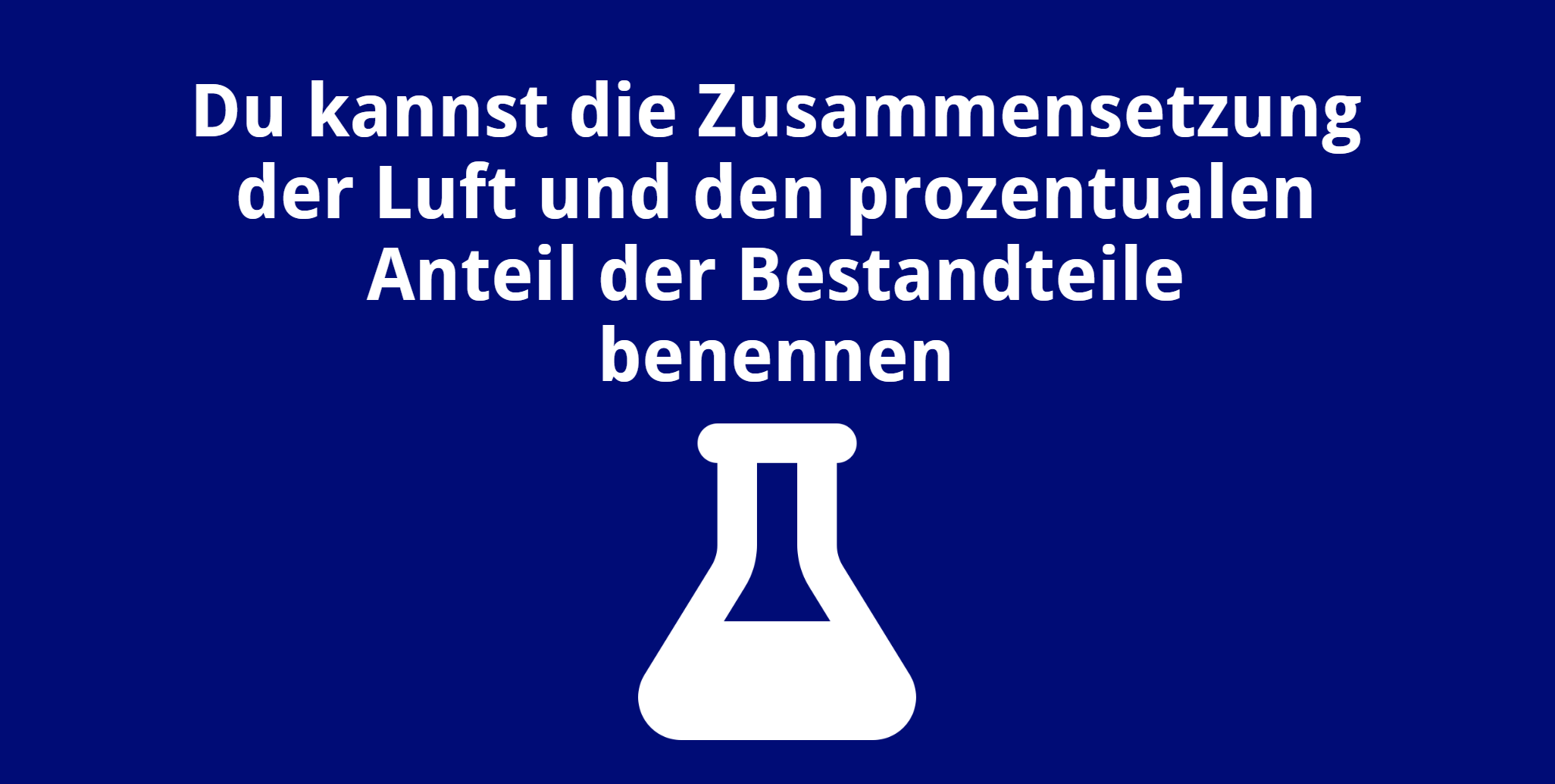 Du kannst die Zusammensetzung der Luft und den prozentualen Anteil der Bestandteile benennen.